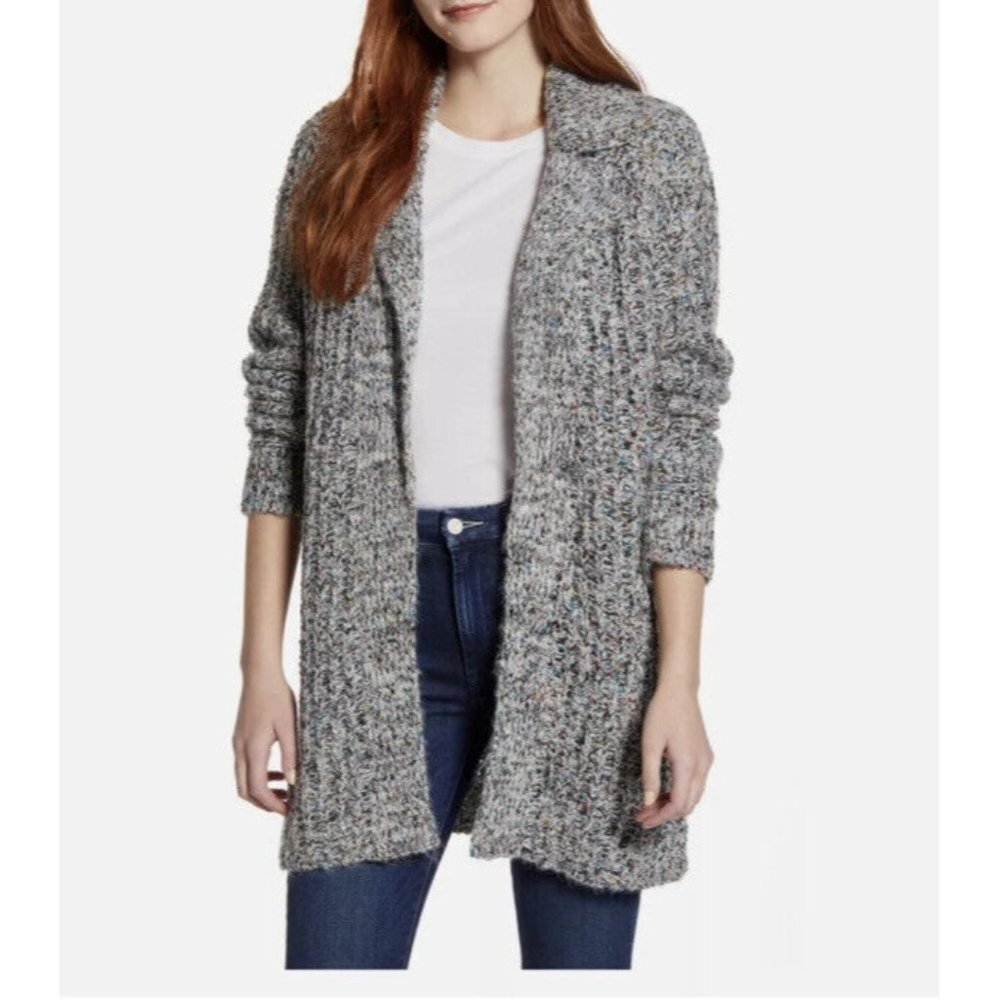 Caslon Womens Sweatercoat Multicolor Marled‎ Long Sleeve Open Front Chunky S New